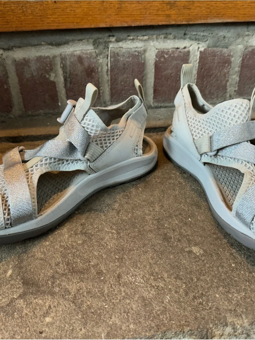 Chaco Women Light Gray Mesh Strap Sneakers